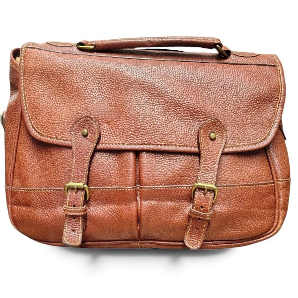 Tusting Clipper Leather Messenger Briefcase Brown England Vintage Shoulder Bag